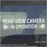 2 x Rear View Camera In Operation Stickers-WINDOW CCTV Signs-Van,Taxi,Car,Cab